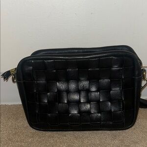 Madewell Black Crossbody Bag with Woven Leather Design